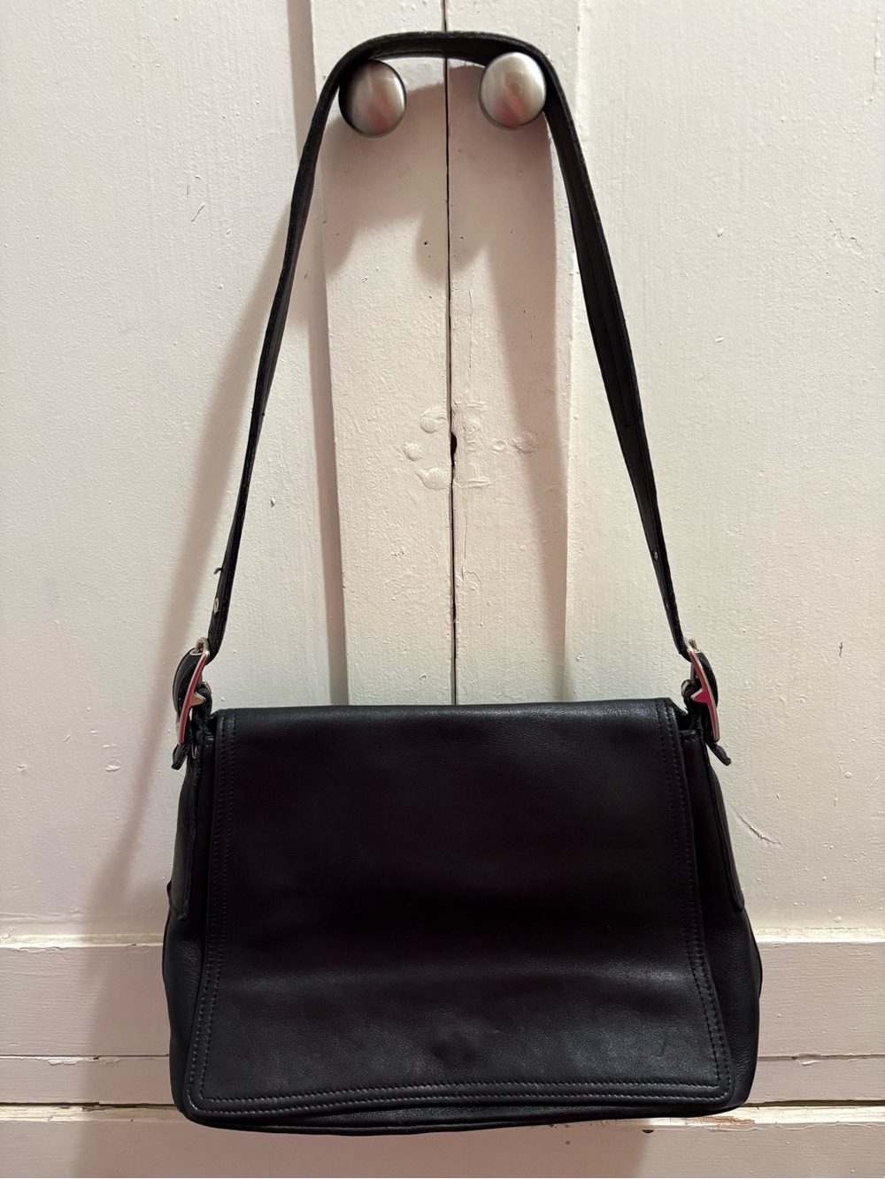 Vintage Coach 9828 Black Leather Flap Shoulder Bag— PLEASE READ